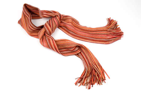 Multicolor wool scarf over white backgroundの写真素材