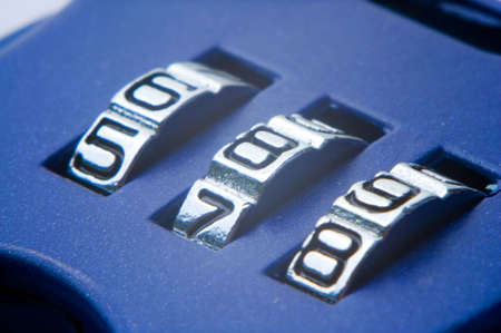 Numbers 5 6 7 8 9 on the blue combination lockの写真素材