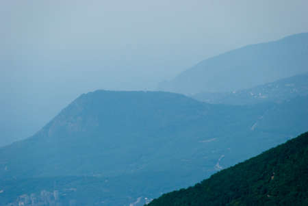 Mountain range silhouette in Crimea, Ukraineの写真素材
