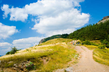 Hikers in Crimea mountainsの写真素材