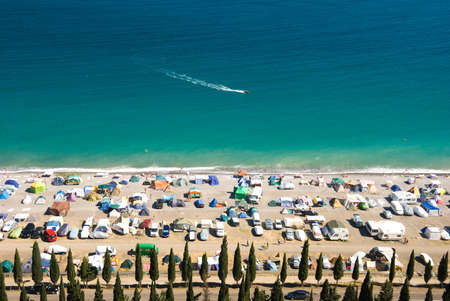 Camp on the sea coast. Top viewの写真素材