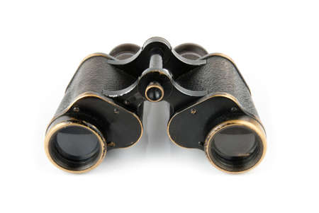 Old military style binoculars over white backgroundの写真素材