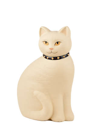 Ceramic cat toy isolated over white backgroundの写真素材