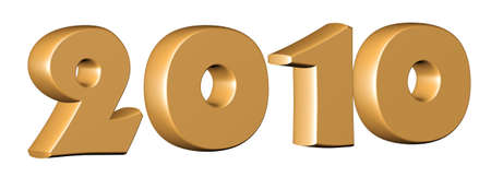 3d render of 2010 gold text isolated over white background