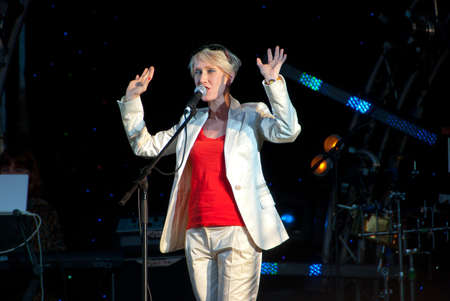 MOSCOW - JUNE 5: Russian singer Irina Bogushevskaya. VII International Festival "Usadba Jazz". Open-air Concert in "Archangelskoye Mansion" on June 5, 2010 in Moscow, Russia のeditorial素材