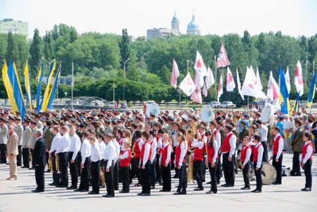 SUMY - JUNE 28: People on the town square celebrate of the Constitution of Ukraine on June 28, 2010...