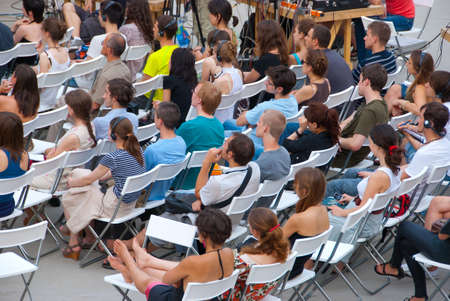 MOSCOW - JULY 10: Audience at workshop "The Future of Labor and the City" in "Strelka Institute" on July 10, 2010 in Moscow, Russiaのeditorial素材