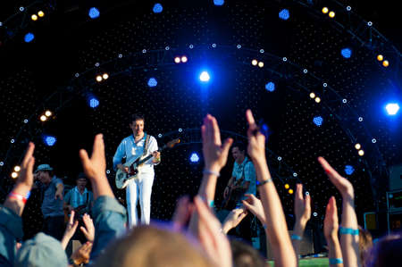 MOSCOW - JUNE 5: "Bravo" russian group performs on open-air VIII International Festival "Usadba Jazz" on June 5, 2011 in Archangelskoye Mansion in Moscowのeditorial素材