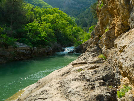 Mountain river flowing in Crimea, Ukraineの写真素材