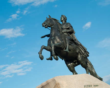 Peter I monument against blue sky. Saint-petersburg, Russiaの写真素材