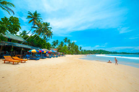 Tropical beach in Mirissa bay, Sri Lankaのeditorial素材