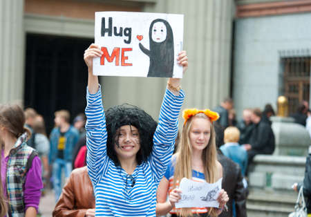 MOSCOW - SEPTEMBER 16: Young people having fun on the Dreamflash holiday on September 16, 2012 in...