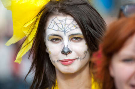 MOSCOW - SEPTEMBER 16: Young people having fun on the Dreamflash holiday on September 16, 2012 in...