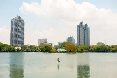 COLOMBO - APRIL 13: Panorama of Beira Lake on the day of April 13, 2012 in Colombo, Sri Lanka. Colombo is the largest city and the commercial, industrial and cultural capital of Sri Lanka.のeditorial素材