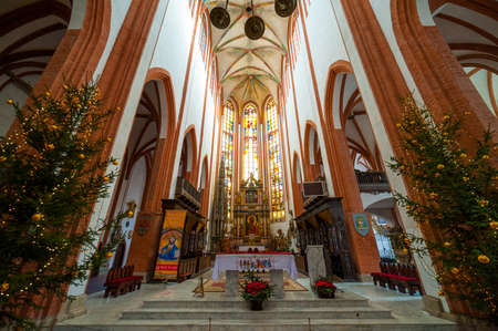 WROCLAW, POLAND - DECEMBER 31: St. Elisabeth Church interior on December 29, 2012 in Wroclaw, Poland. The St. Elisabeth Church is one of the oldest and biggest temples in WrocÅaw.のeditorial素材