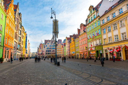 WROCLAW, POLAND - DECEMBER 29: Market square on December 29, 2012 in Wroclaw, Poland. The World Games 2017 will be hosted in WrocÅaw, It was chosen by the International World Games Association.のeditorial素材