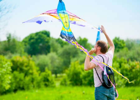 MOSCOW - MAY 25: Unidentified people fly kites at the kite festival in the park Tsaritsyno on May 25, 2013 in Moscow.のeditorial素材