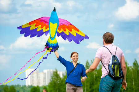 MOSCOW - MAY 25: Unidentified people fly kites at the kite festival in the park Tsaritsyno on May 25, 2013 in Moscow.のeditorial素材