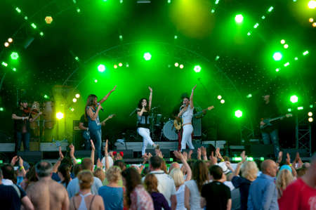 MOSCOW - JUNE 15: "Blended 328" group performs on open-air X International Festival "Usadba Jazz" on June 15, 2013 in Archangelskoye Mansion in Moscowのeditorial素材