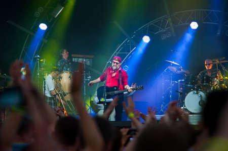 MOSCOW - JUNE 15: Boris Grebenshchikov and Aquarium group performs on open-air X International Festival "Usadba Jazz" on June 15, 2013 in Archangelskoye Mansion in Moscowのeditorial素材