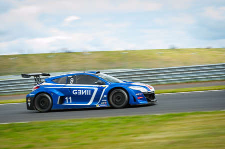 MOSCOW - JUNE 23: Toni Forne of Gravity Charouz team race at Megane Trophy V6 race at World Series by Renault in Moscow Raceway on June 23, 2013 in Moscowのeditorial素材