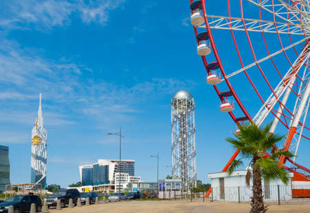 BATUMI, GEORGIA - JULY 7: Building of Batumi Technological University, Tower Alphabet on July 7, 2013 in Batumi, Georgia. In recent years Batumi is a lot of modern construction for tourism developmentのeditorial素材