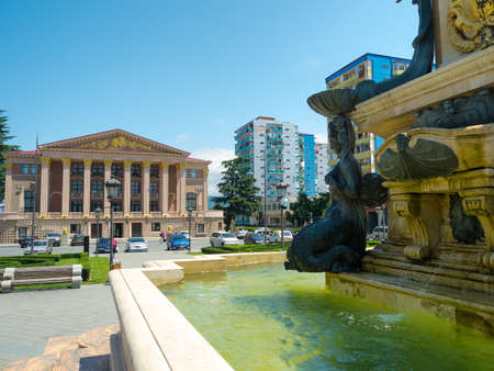 BATUMI, GEORGIA - JULY 7: Neptune fountain in front of Ilya Chavchavadze State Drama Theatre on July 7, 2013 in Batumi, Georgia. This theatre is oldest in Georgia it was opened in 1912.のeditorial素材