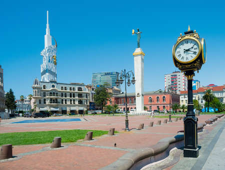 BATUMI, GEORGIA - JULY 7: Eras Moedani square with Medea statue on July 7, 2013 in Batumi, Georgia. In recent years Batumi is a lot of modern construction for tourism developmentのeditorial素材