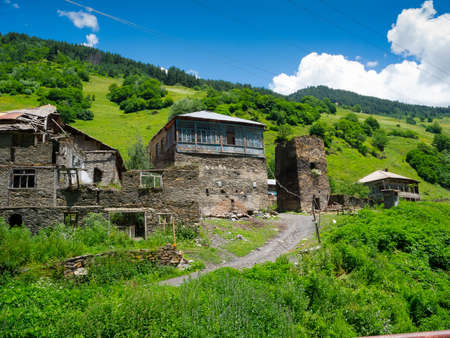 Country landscape in Svaneti, Georgiaの写真素材