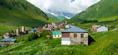 Country landscape in Ushguli, Svaneti, Georgia.