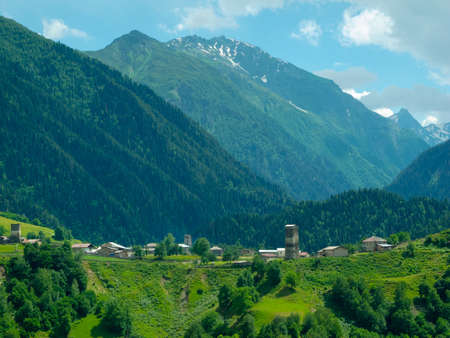 Country landscape in Svaneti, Georgia