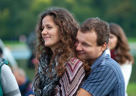 MOSCOW - SEPTEMBER 7: People attend open-air concert at Usadba Jazz Festival in Kuskovo Mansion on September 7, 2013 in Moscow. This festival was held on the Day of Moscow and was free to visitのeditorial素材