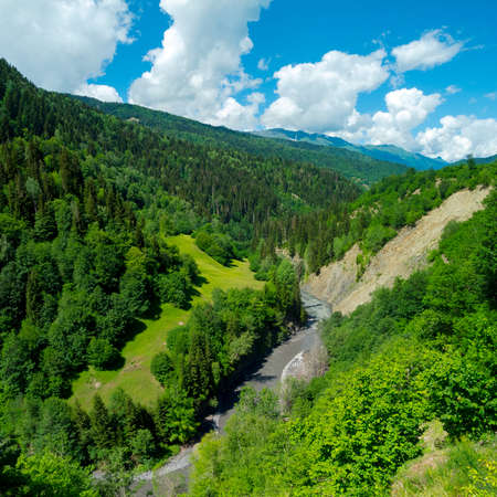 Mountain landscape in Svaneti, Georgiaの写真素材
