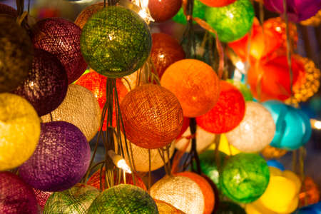 Traditional asian glowing lamps backgroundの写真素材