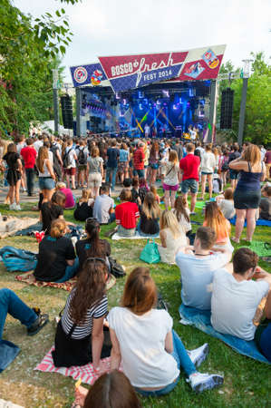 MOSCOW - MAY 24: People attend open-air concert on Bosco Fresh Festival in Muzeon Park on May 24, 2014 in Moscowのeditorial素材