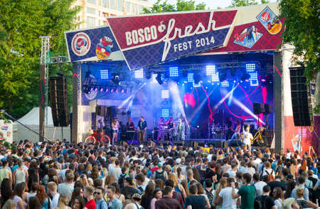 MOSCOW - MAY 24: People attend open-air concert on Bosco Fresh Festival in Muzeon Park on May 24, 2014 in Moscowのeditorial素材