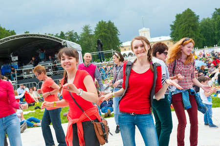 MOSCOW - JUNE 14: People attend open-air concert on XI International Jazz Festival "Usadba Jazz" in Archangelskoye Museum-Mansion on June 14, 2014 in Moscowのeditorial素材