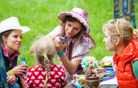 MOSCOW - JUNE 14: Unidentified children have fun on playground at XI International Jazz Festival "Usadba Jazz" in Archangelskoye Museum-Mansion on June 14, 2014 in Moscowのeditorial素材