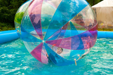 MOSCOW - JUNE 14: Unidentified children have fun on playground at XI International Jazz Festival "Usadba Jazz" in Archangelskoye Museum-Mansion on June 14, 2014 in Moscowのeditorial素材