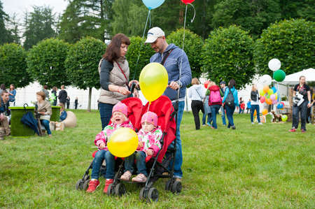 MOSCOW - JUNE 14: People attend open-air concert on XI International Jazz Festival "Usadba Jazz" in Archangelskoye Museum-Mansion on June 14, 2014 in Moscowのeditorial素材