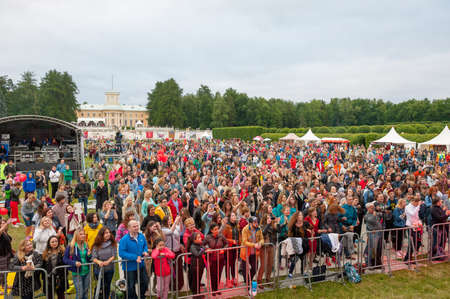 MOSCOW - JUNE 15: People attend open-air concert on XI International Jazz Festival "Usadba Jazz" in Archangelskoye Museum-Mansion on June 15, 2014 in Moscowのeditorial素材