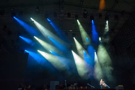 BIG ZAVIDOVO, RUSSIA - JULY 4: DDT group performs at rock festival "Nashestvie" on July 4, 2014 in Big Zavidovo, Russia. "Nashestvie" is the biggest rock festival in Russia, more 200000 visitorsのeditorial素材