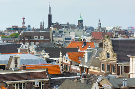 Roofs of old city in Amsterdamの写真素材