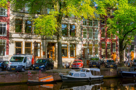 AMSTERDAM - AUGUST 29: Old city at daytime on August 29, 2014 in Amsterdam.のeditorial素材