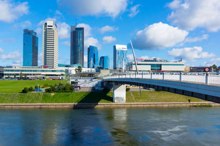 VILNIUS, LITHUANIA - SEPTEMBER 24: New modern skyscrapers on September 24, 2014 in Vilnius,...