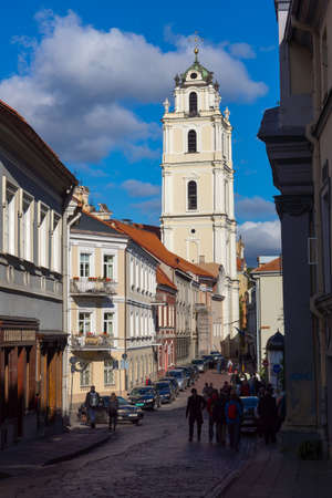 VILNIUS, LITHUANIA - SEPTEMBER 26: The Church of St. Johns at day time on September 26, 2014 in...
