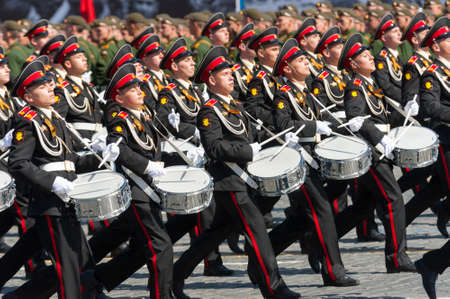 MOSCOW - MAY 7: Military participate at last rehearsal of the parade dedicated to the 70th anniversary of the victory in the Second World War in Red Square on May 7, 2015 in Moscowのeditorial素材