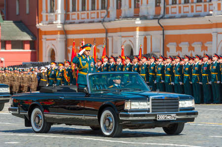MOSCOW - MAY 7: Military participate at last rehearsal of the parade dedicated to the 70th anniversary of the victory in the Second World War in Red Square on May 7, 2015 in Moscowのeditorial素材