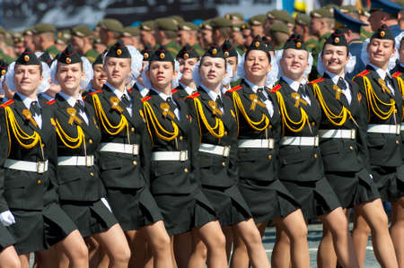 MOSCOW - MAY 7: Military participate at last rehearsal of the parade dedicated to the 70th anniversary of the victory in the Second World War in Red Square on May 7, 2015 in Moscowのeditorial素材