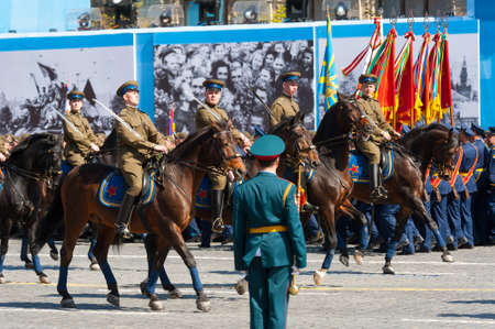MOSCOW - MAY 7: Military participate at last rehearsal of the parade dedicated to the 70th anniversary of the victory in the Second World War in Red Square on May 7, 2015 in Moscowのeditorial素材